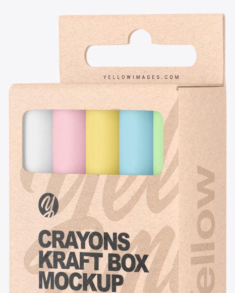 Kraft Box w/ Crayons Mockup