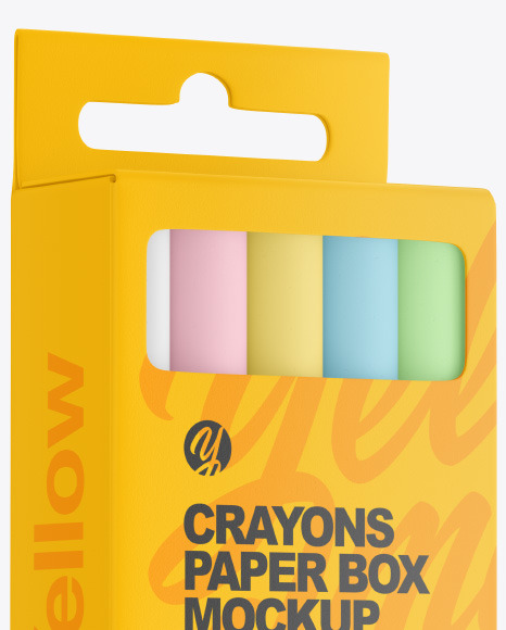 Paper Box w/ Crayons Mockup