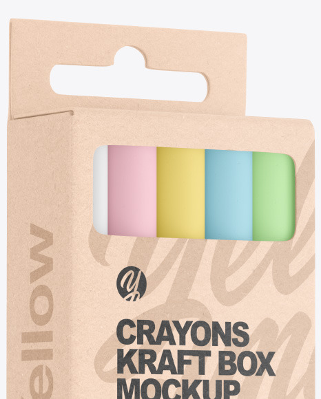 Kraft Box w/ Crayons Mockup