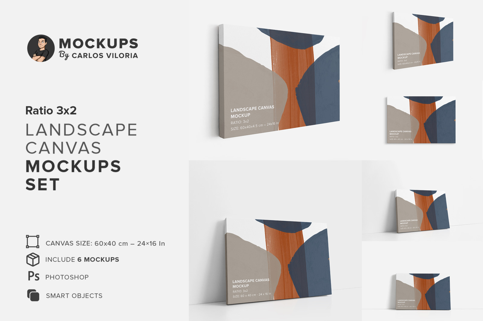 Landscape Canvas Ratio 3x2 Mockup Set Landscape Canvas Ratio 3x2 Mockup Set