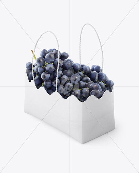 Matte Paper Basket with Blue Grapes Mockup