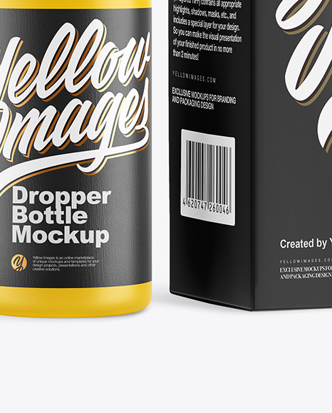 Matte Dropper Bottle with Paper Box Mockup