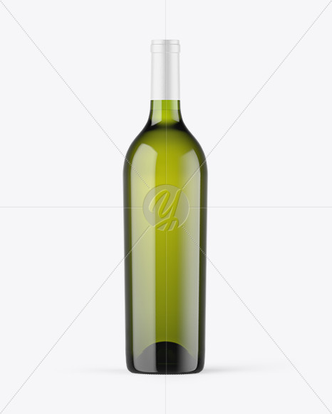 Green Glass White Wine Bottle Mockup