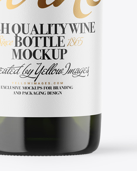 Green Glass White Wine Bottle Mockup