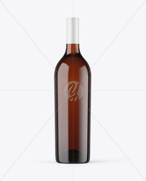 Amber Glass White Wine Bottle Mockup