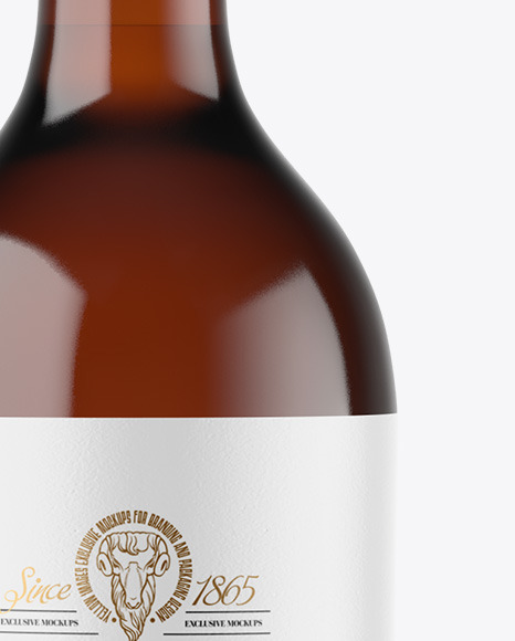 Amber Glass White Wine Bottle Mockup