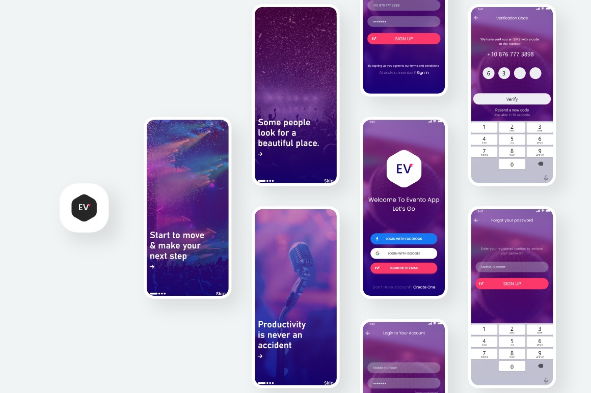 Evento V.1 iOS UI Kit Evento V.1 iOS UI Kit