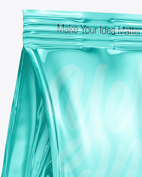 Metallic Food Bag Mockup - Half Side View