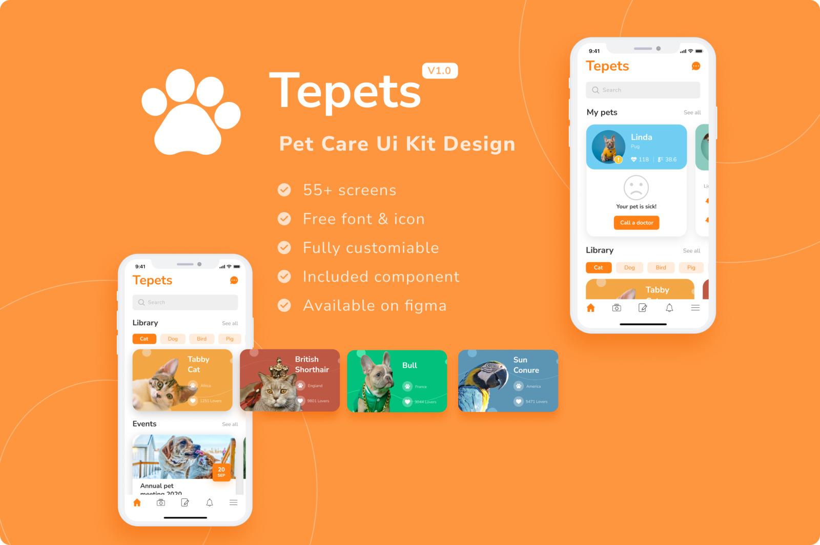 Tepets - Pet Care Ui Kit Design