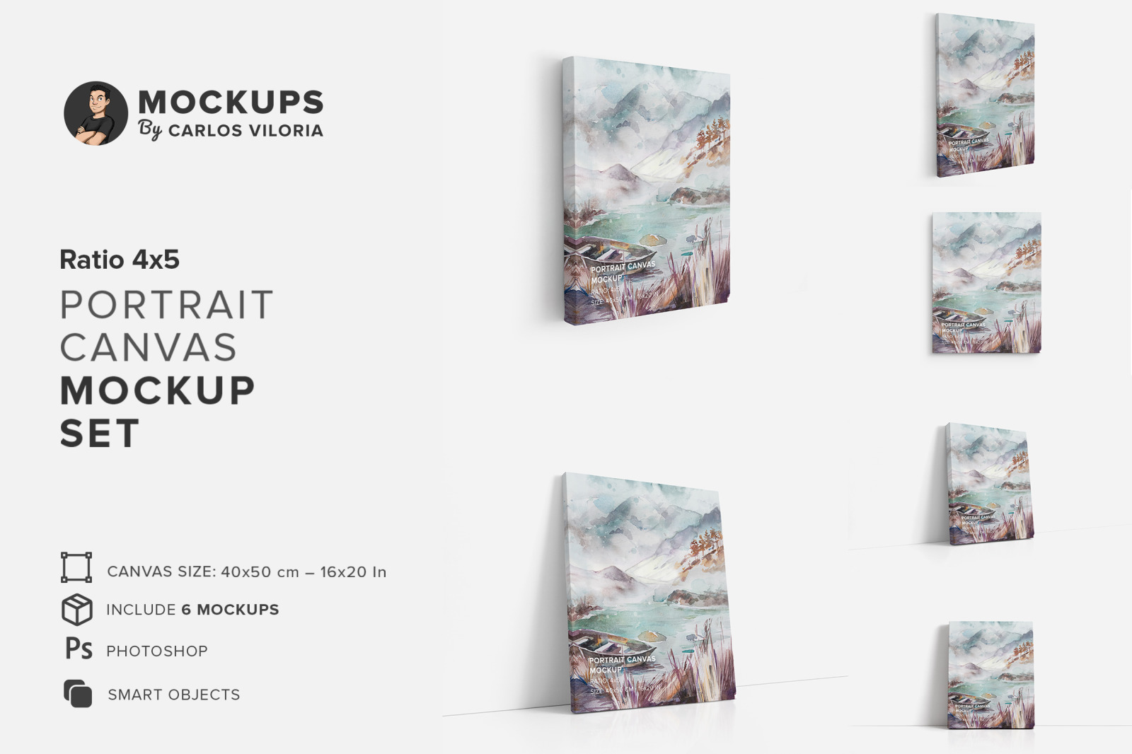 Portrait Canvas Ratio 4x5 Mockup Set