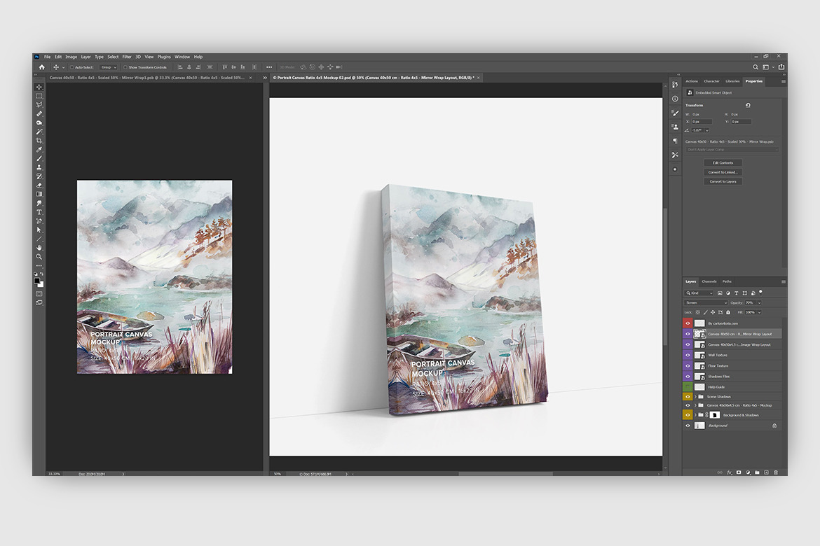 Portrait Canvas Ratio 4x5 Mockup Set Portrait Canvas Ratio 4x5 Mockup Set