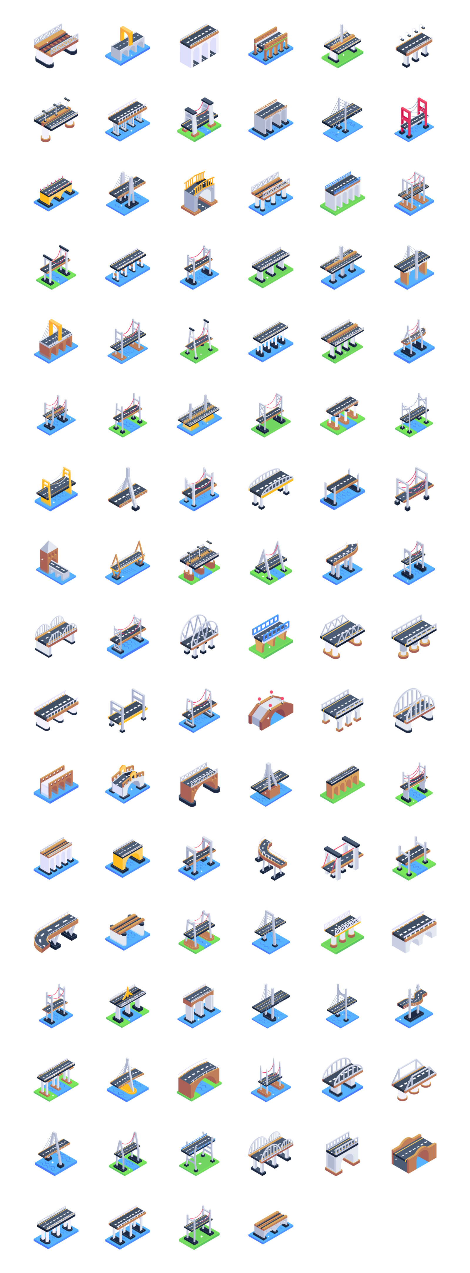 100 Isometric Bridge Icons