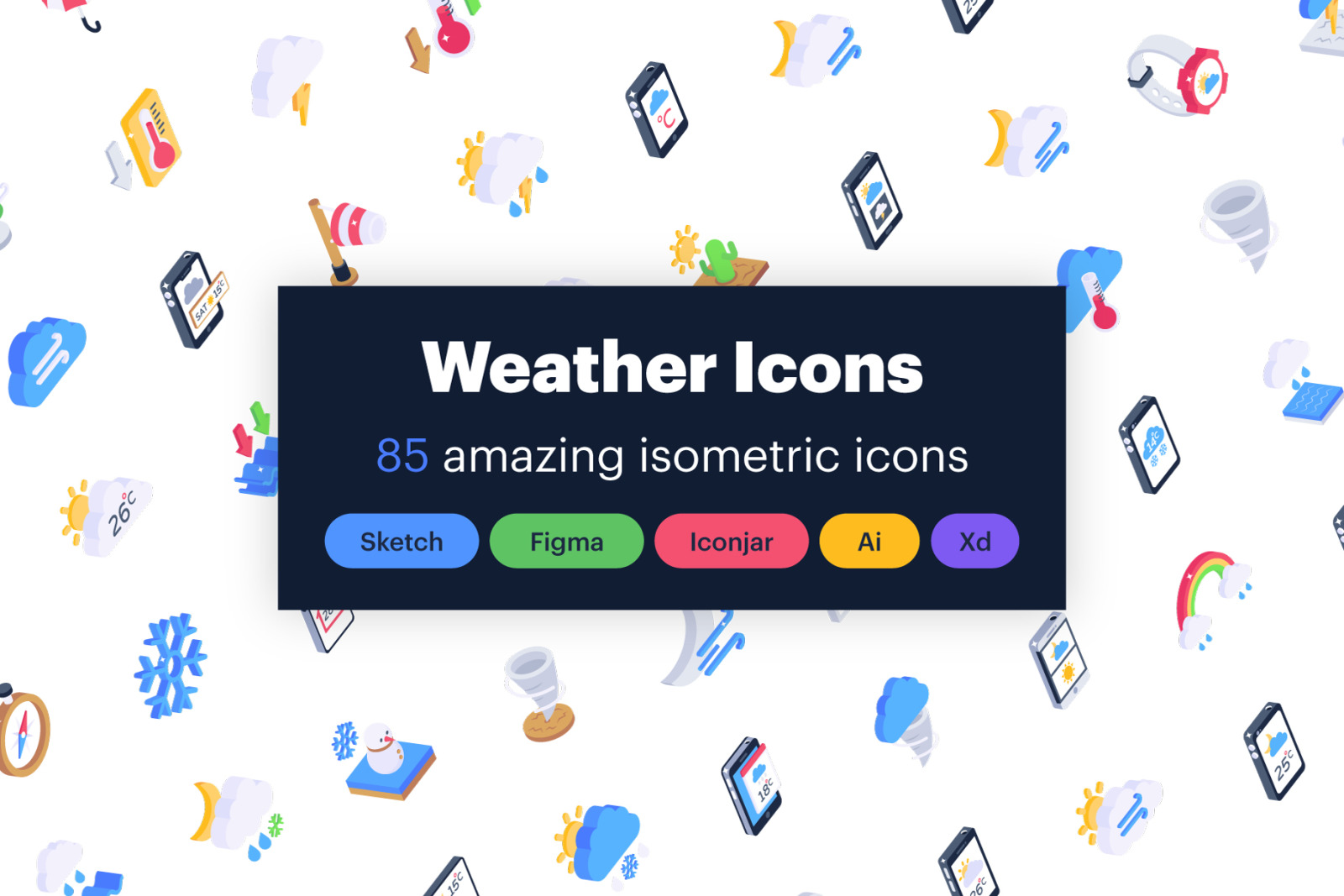 85 Isometric Weather Icons 85 Isometric Weather Icons