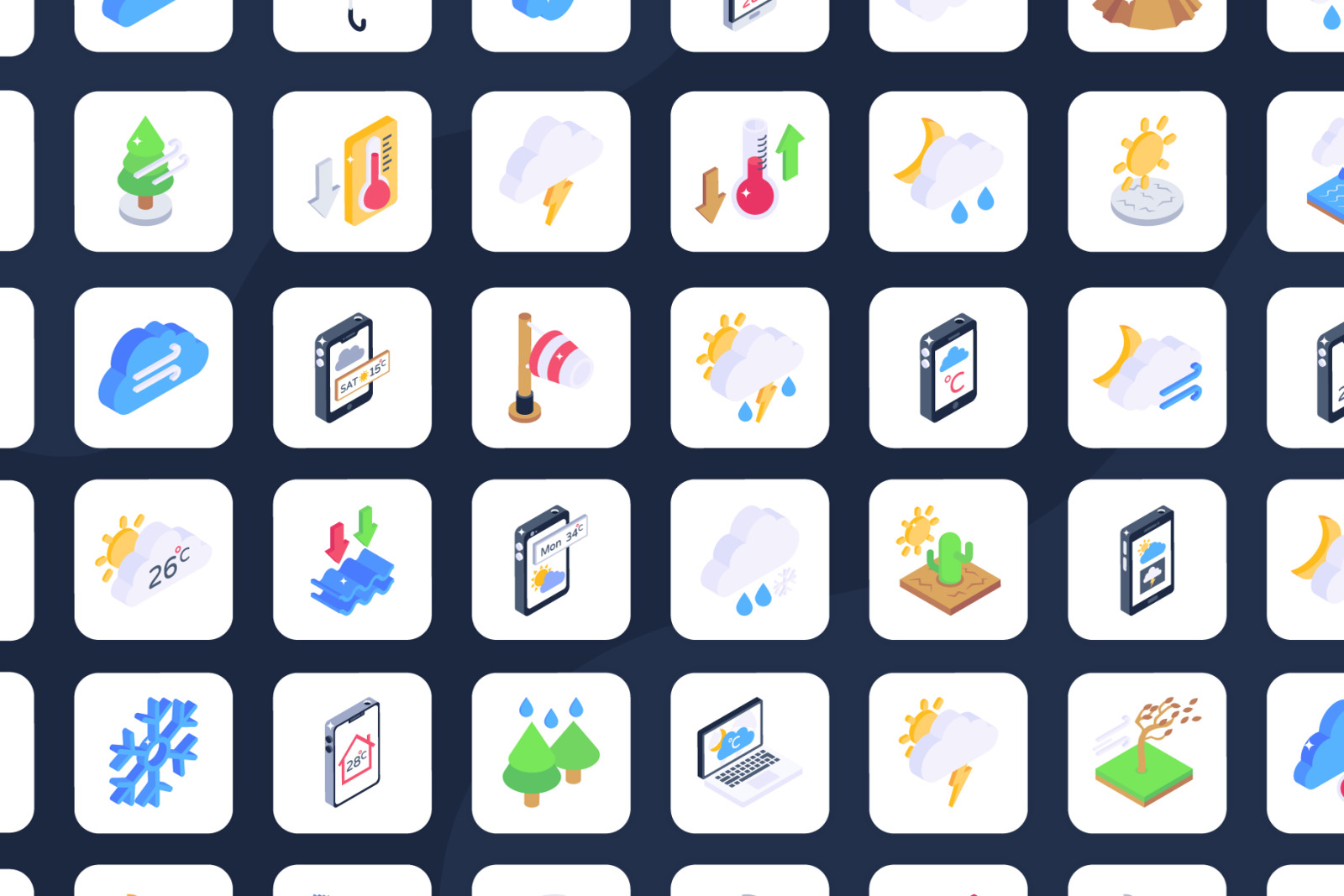 85 Isometric Weather Icons 85 Isometric Weather Icons
