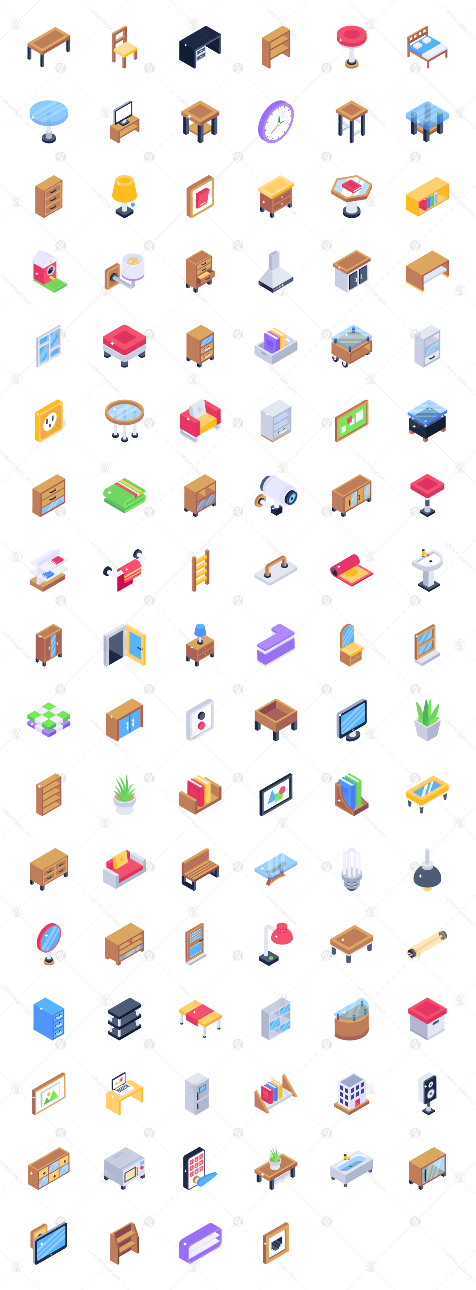 100 Isometric Interior Icons 100 Isometric Interior Icons