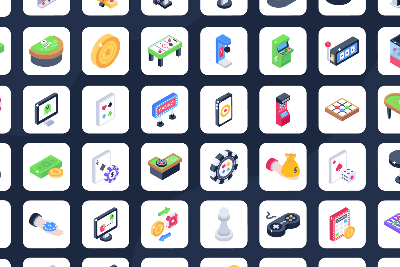 100 Isometric Casino Icons