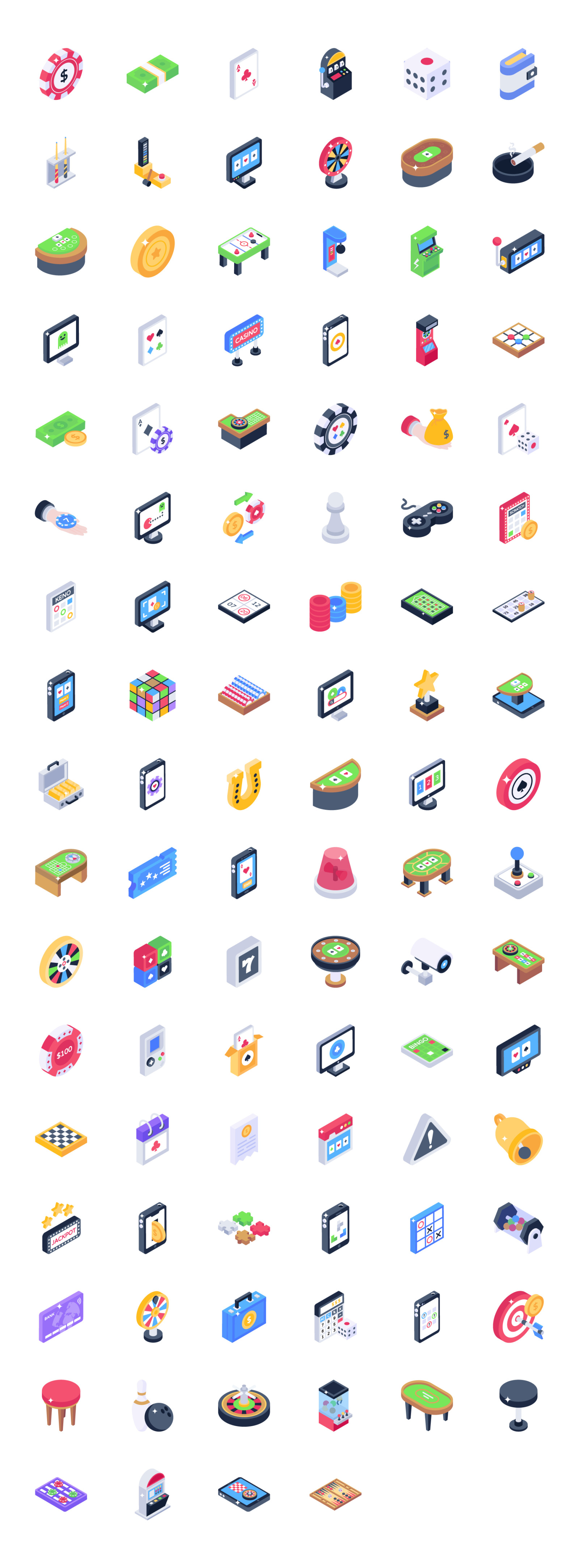 100 Isometric Casino Icons