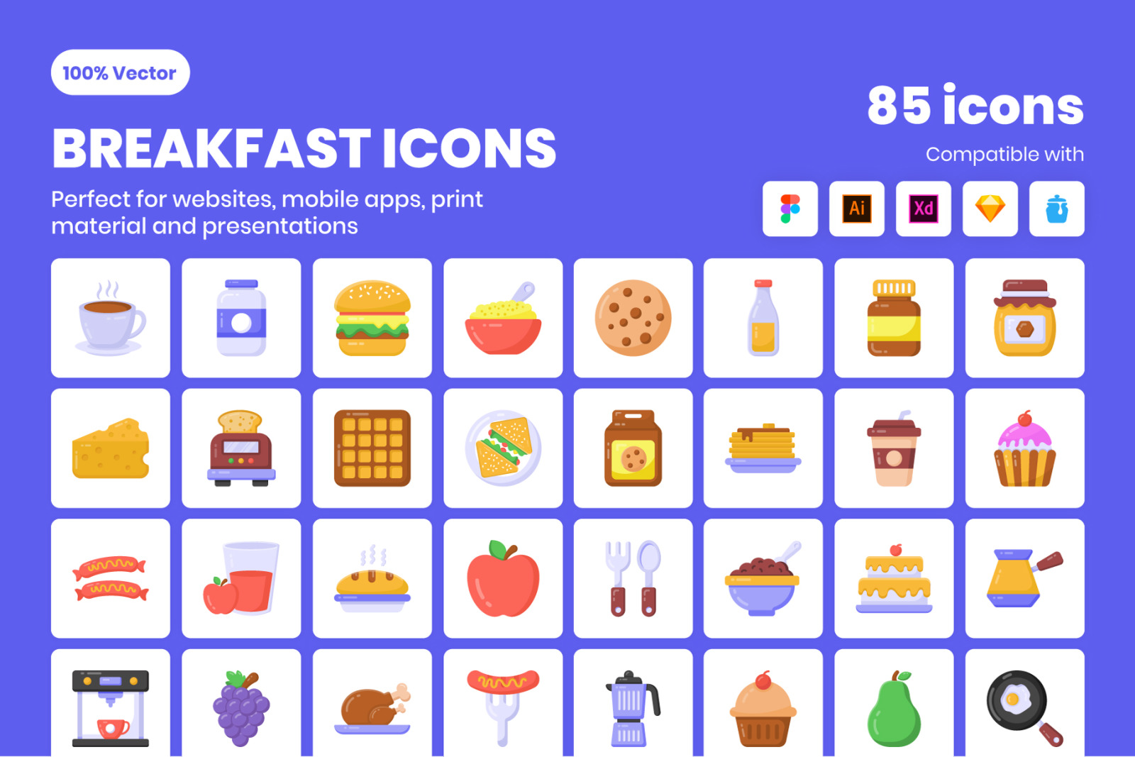 85 Flat Detailed Breakfast Icons 85 Flat Detailed Breakfast Icons