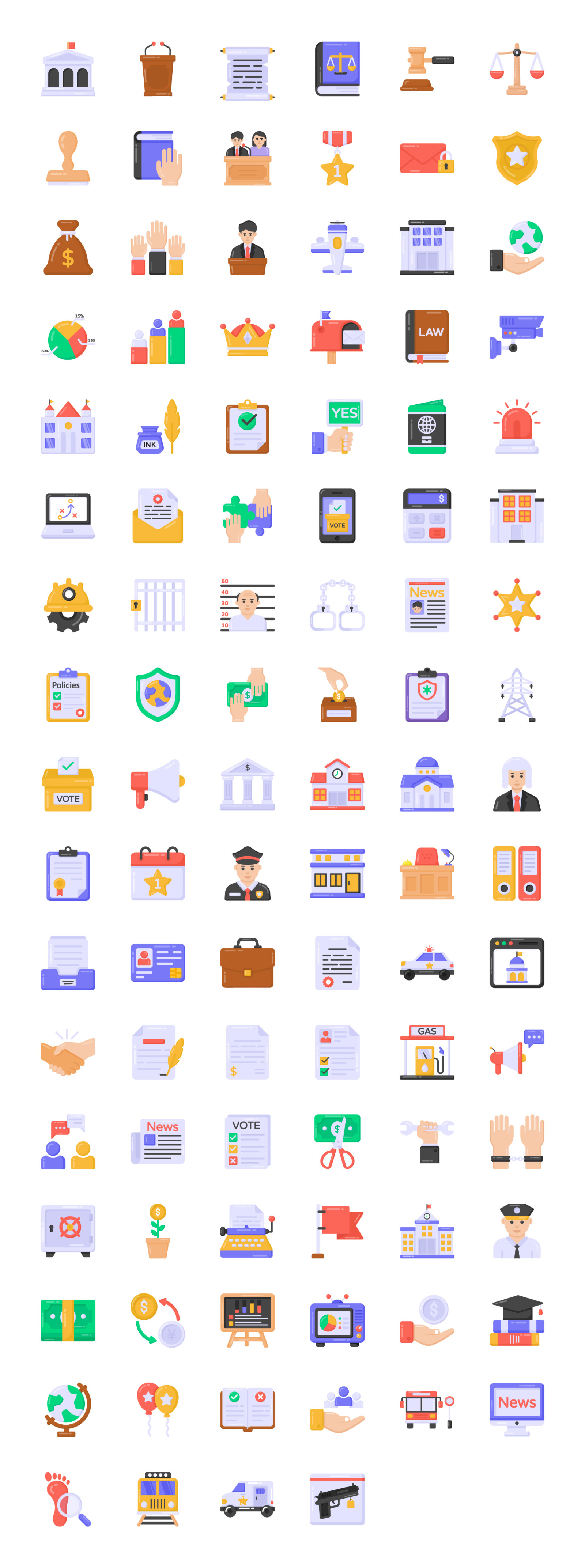 100 Flat Government Icons