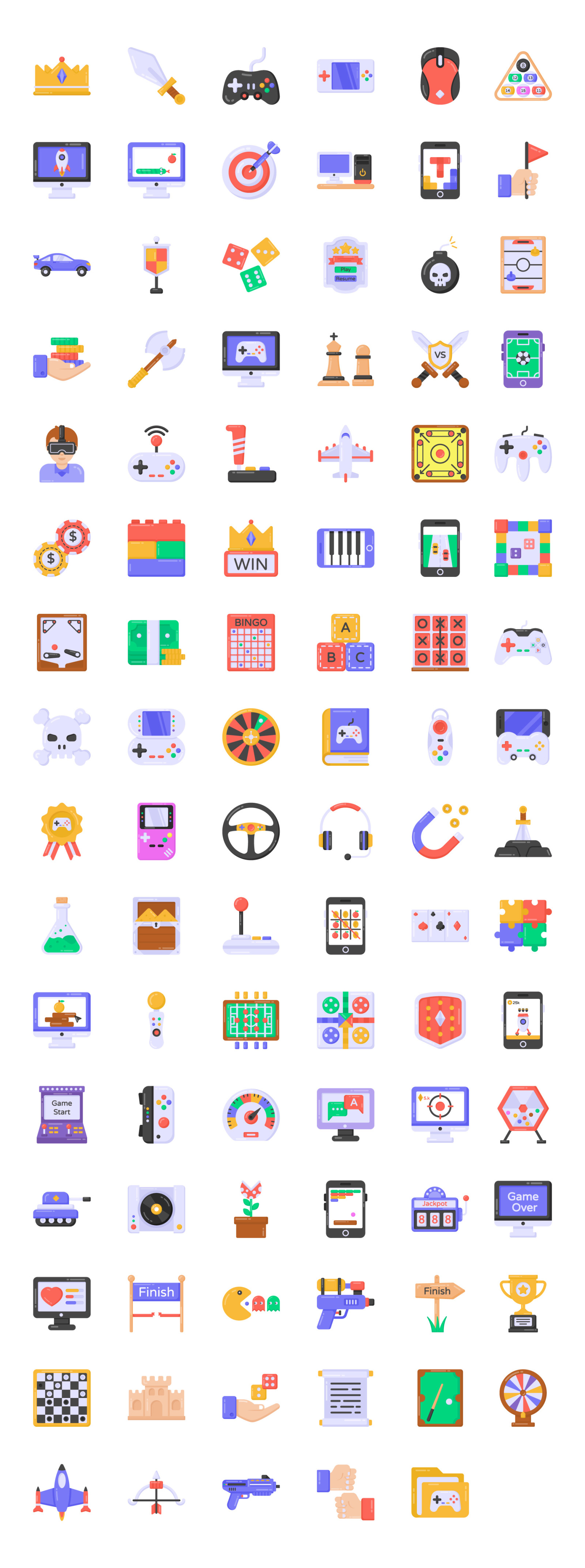 95 Flat Games Icons