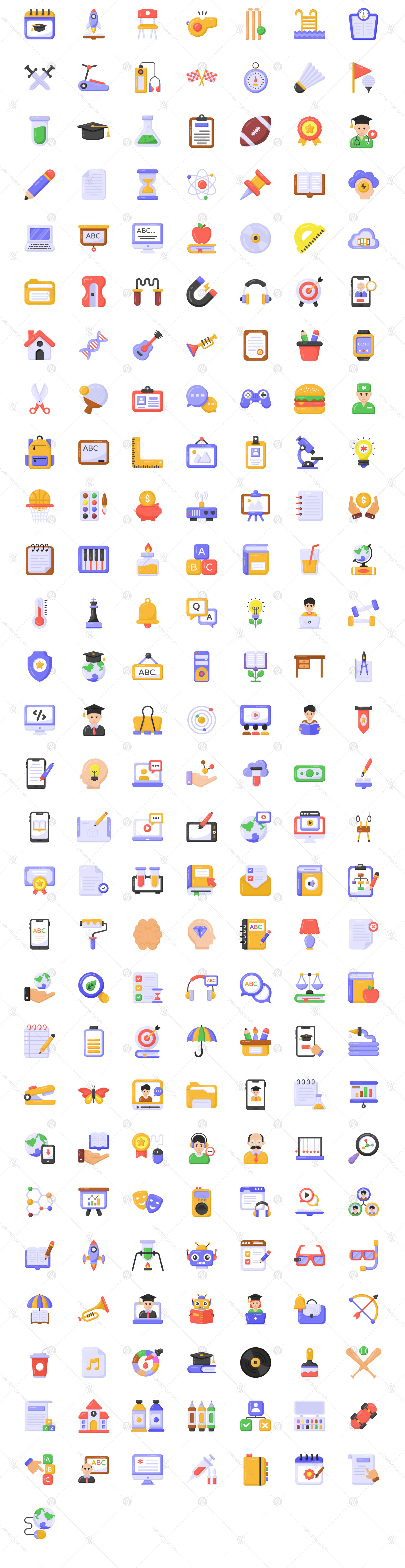 400 Flat School Icons