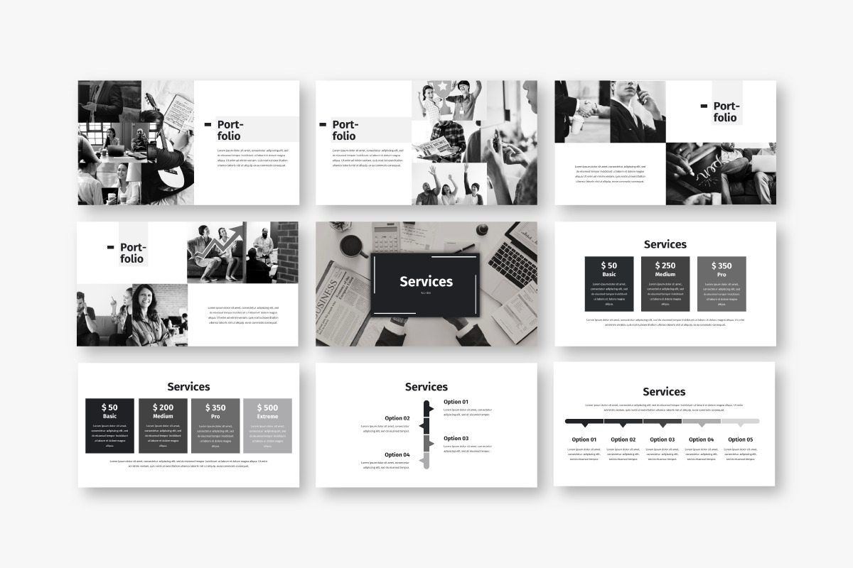 Black & White - Business Powerpoint Template Black & White - Business Powerpoint Template