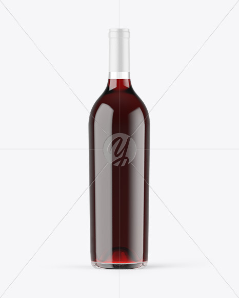 Clear Glass Red Wine Bottle Mockup