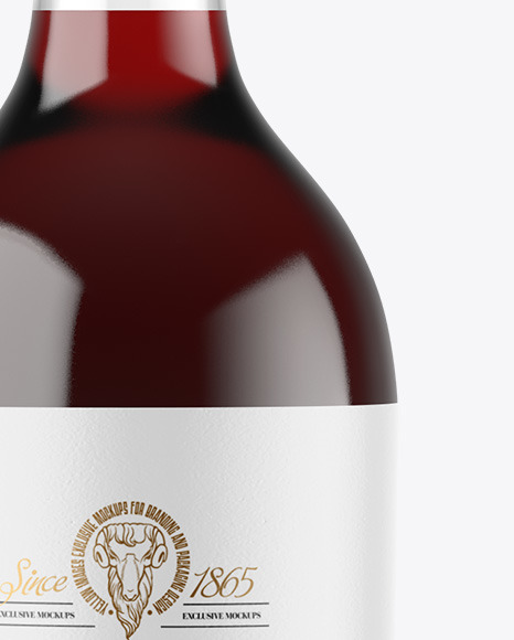 Clear Glass Red Wine Bottle Mockup