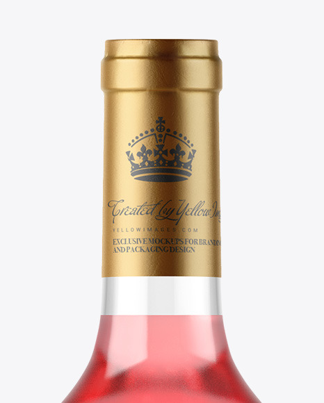 Clear Glass Pink Wine Bottle Mockup