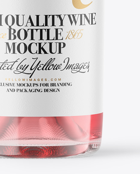 Clear Glass Pink Wine Bottle Mockup