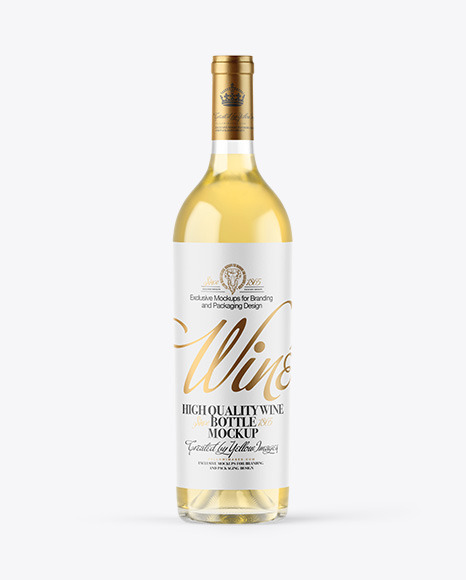 Clear Glass White Wine Bottle Mockup