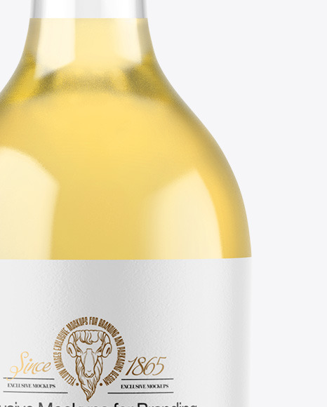 Clear Glass White Wine Bottle Mockup