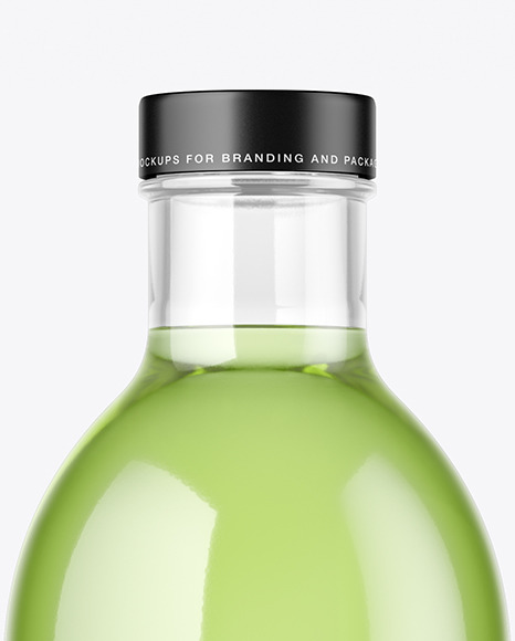 Clear Glass Bottle w/ Drink Mockup