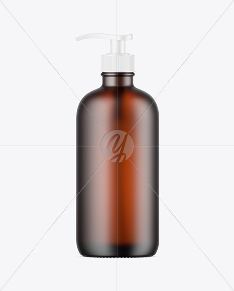 Frosted Amber Glass Cosmetic Bottle Mockup