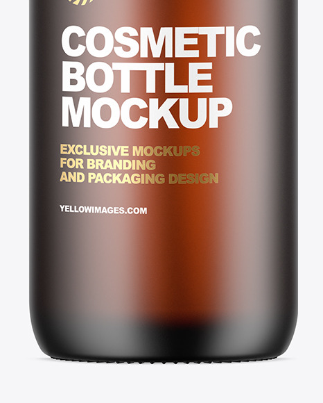 Frosted Amber Glass Cosmetic Bottle Mockup