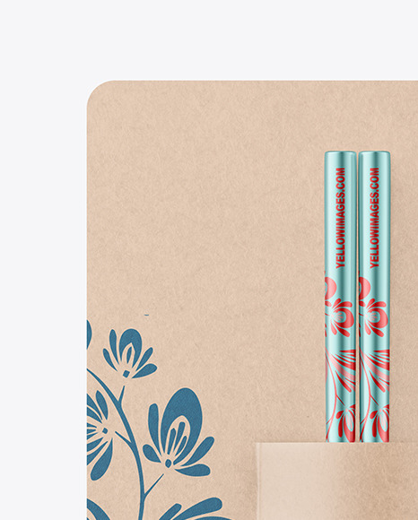 Metallic Chopsticks in Kraft Pack Mockup