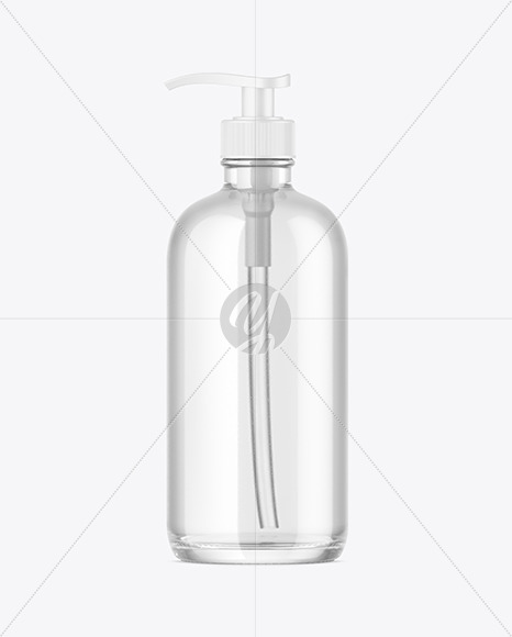 Clear Glass Cosmetic Bottle Mockup