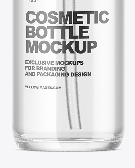 Clear Glass Cosmetic Bottle Mockup