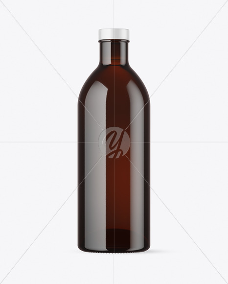 Dark Amber Glass Bottle Mockup