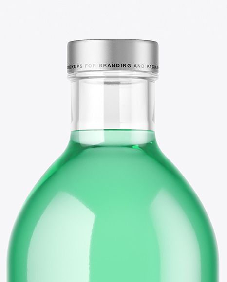 Clear Glass Bottle w/ Drink Mockup