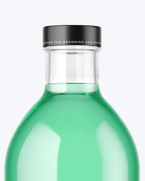 Clear Glass Bottle w/ Drink Mockup