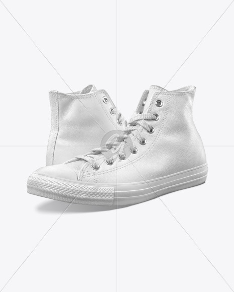 Two High-Top Leather Sneakers Mockup - Half Side View