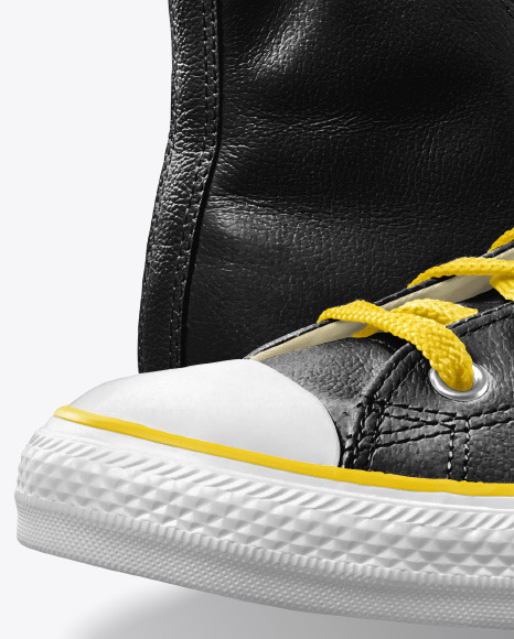 Two High-Top Leather Sneakers Mockup - Half Side View