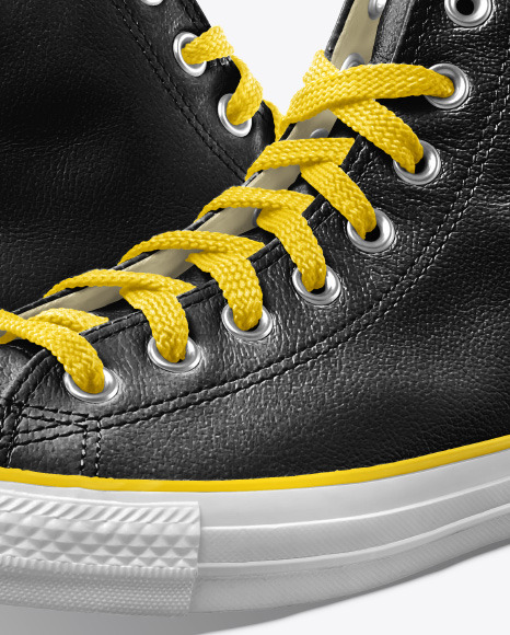 Two High-Top Leather Sneakers Mockup - Half Side View