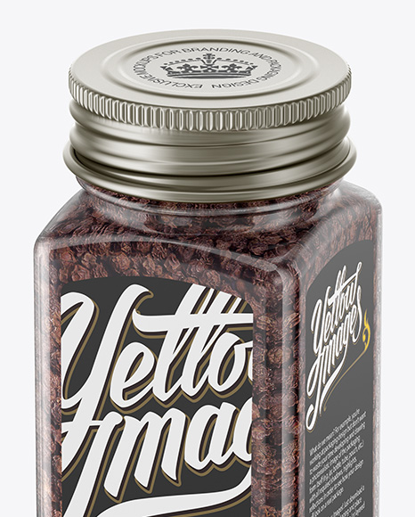 Spice Jar with Black Pepper Mockup - Half Side View (High Angle Shot)