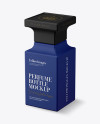 Square Matte Perfume Bottle Mockup - Half Side View (High-Angle Shot)