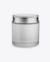 Frosted Glass Cosmetic Jar Mockup - Front View (High Angle Shot)