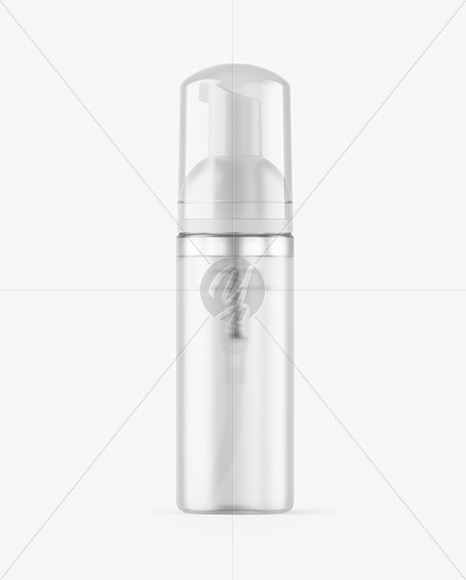 Frosted Clear Cosmetic Bottle with Pump Mockup Frosted Clear Cosmetic Bottle with Pump Mockup