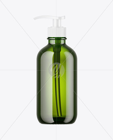 Green Glass Cosmetic Bottle Mockup