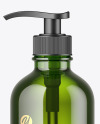 Green Glass Cosmetic Bottle Mockup